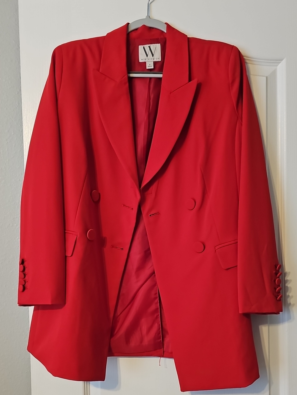 W by Worth Vibrant Red Double-Breasted Blazer